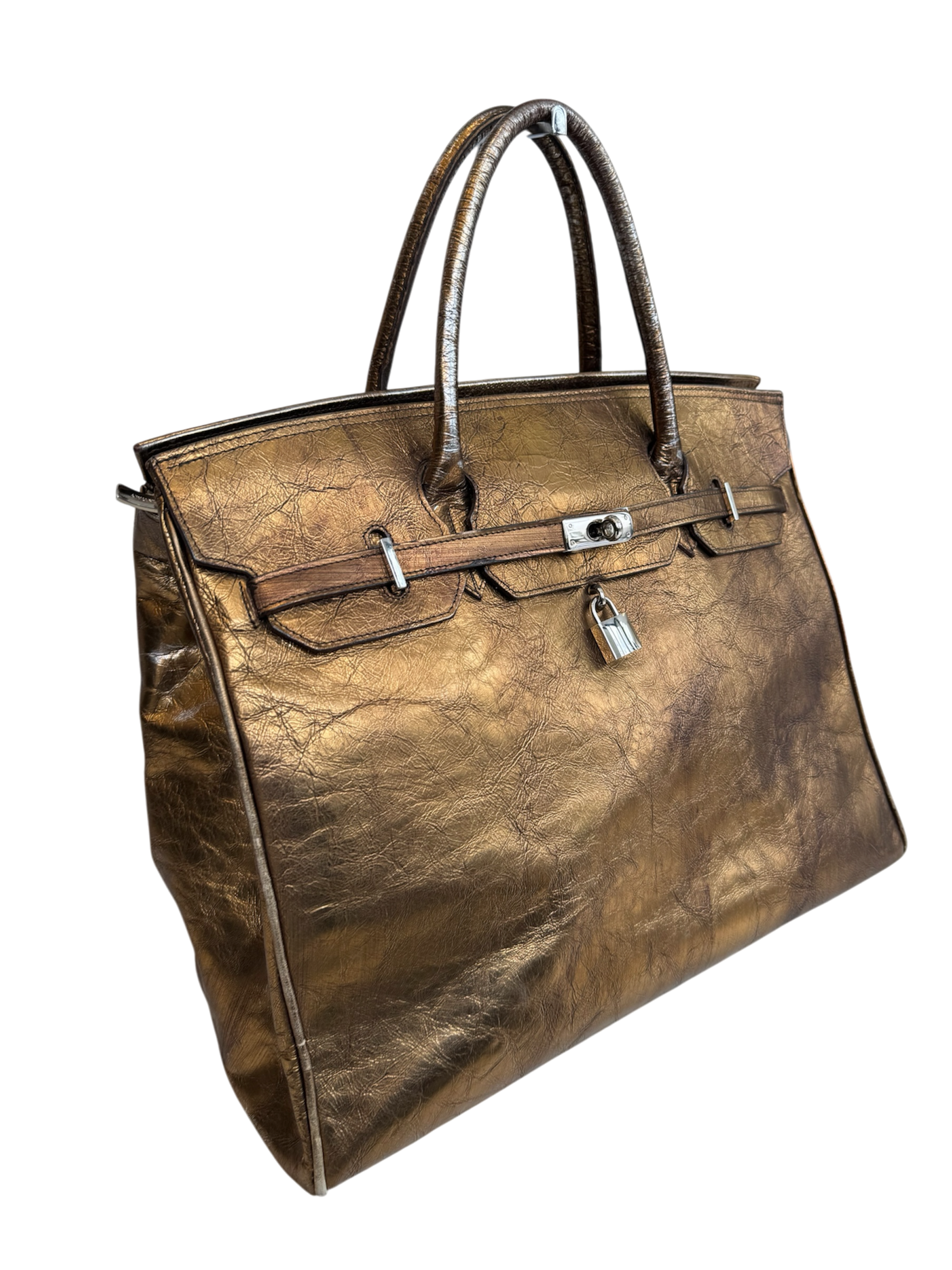 Bronze Metallic Leather Firkin