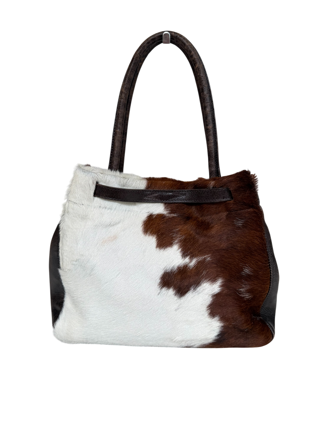 Brown & White Pony Hair Firkin Bag