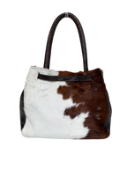 Brown & White Pony Hair Firkin Bag