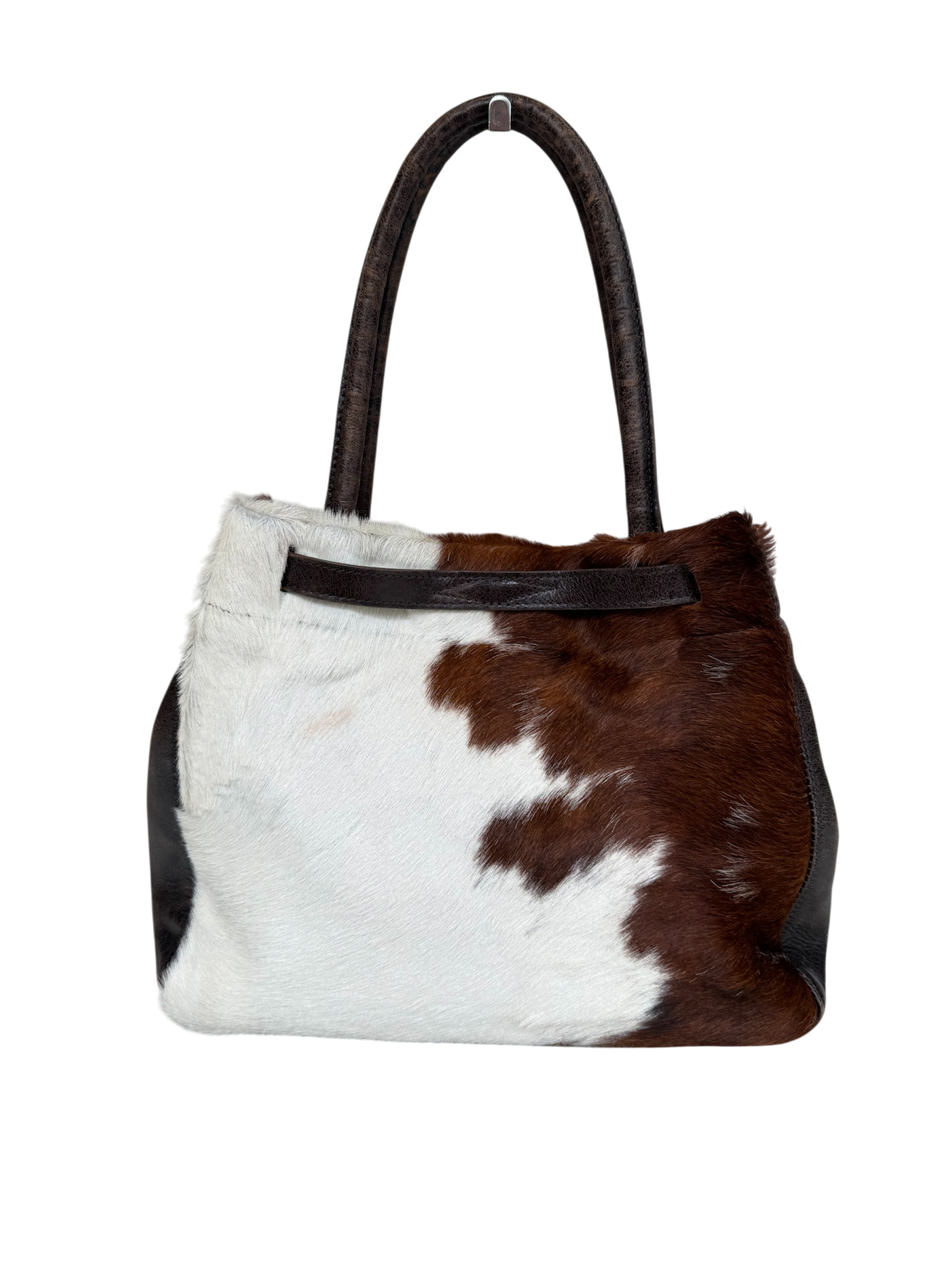 Brown & White Pony Hair Firkin Bag