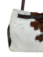 Brown & White Pony Hair Firkin Bag
