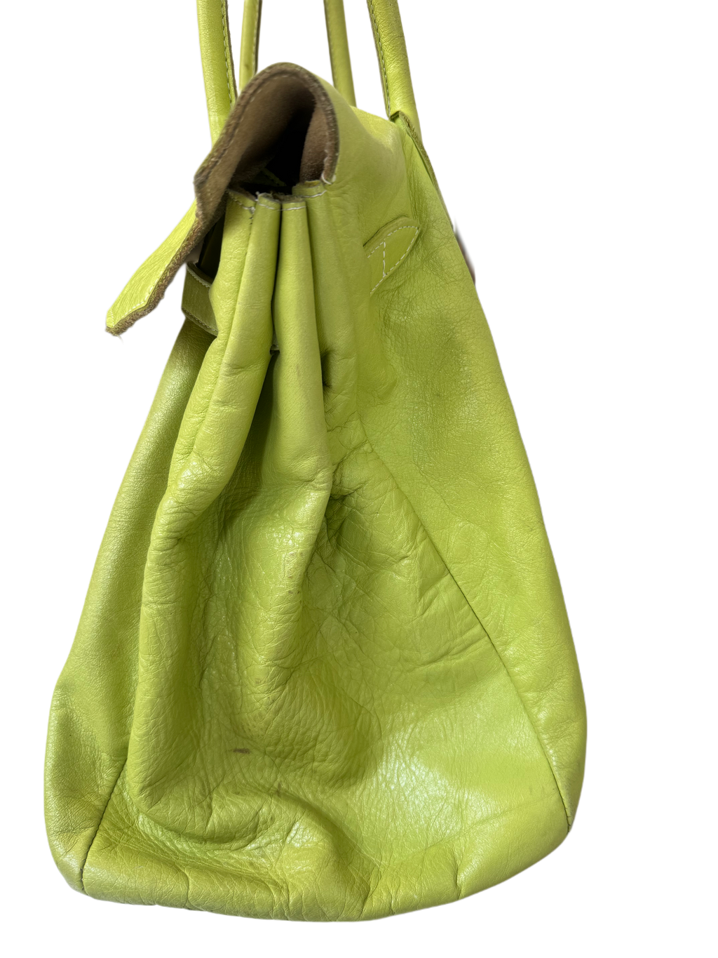 Lime Green Leather Firkin