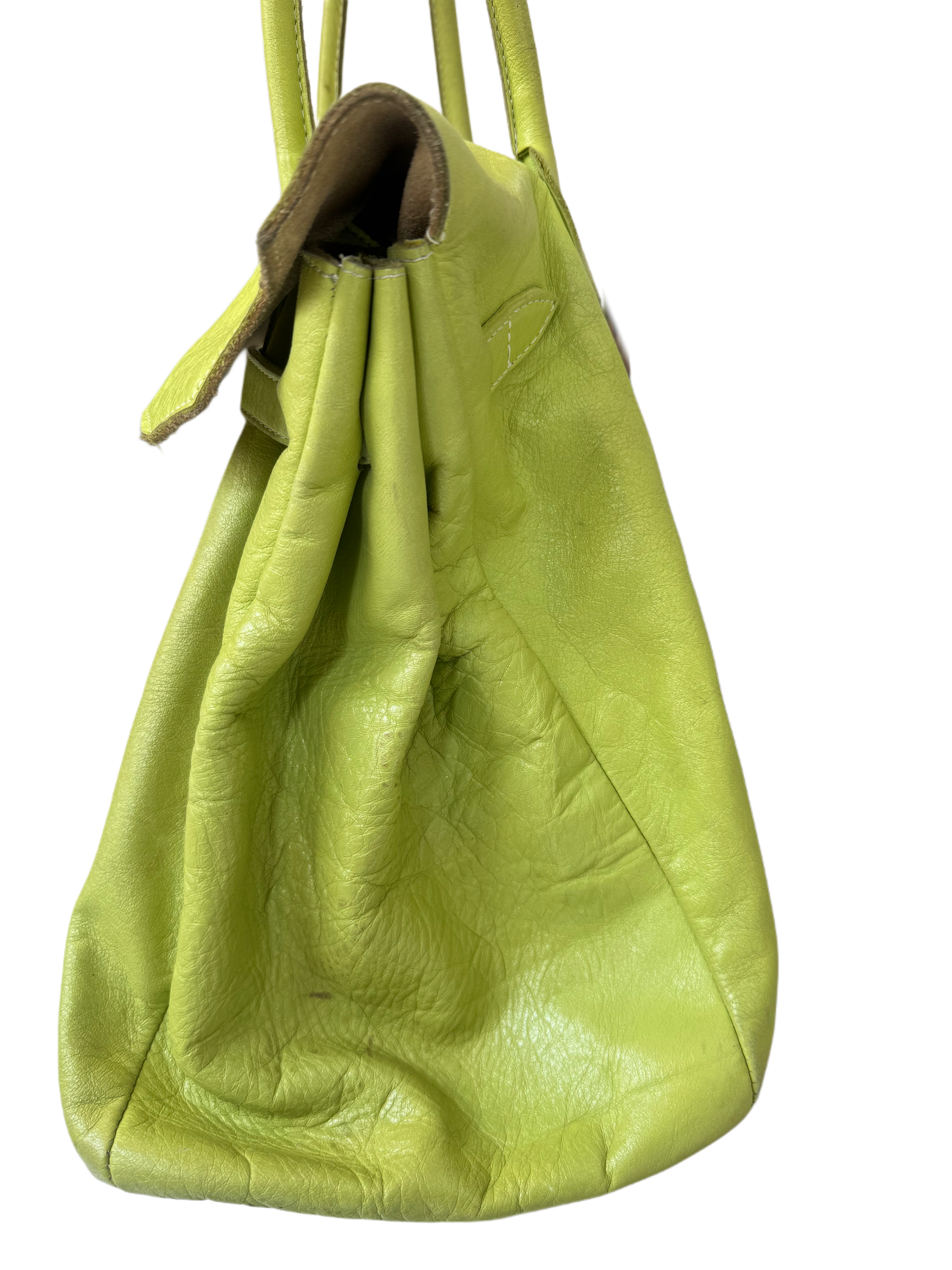Lime Green Leather Firkin