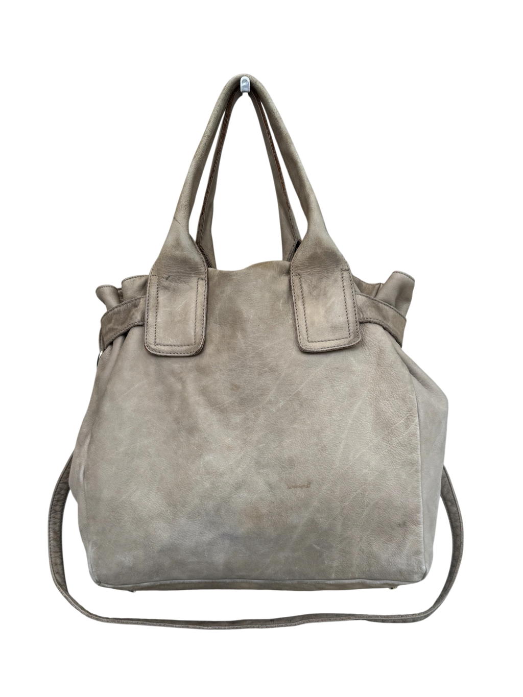 Taupe Leather Shoulder Bag