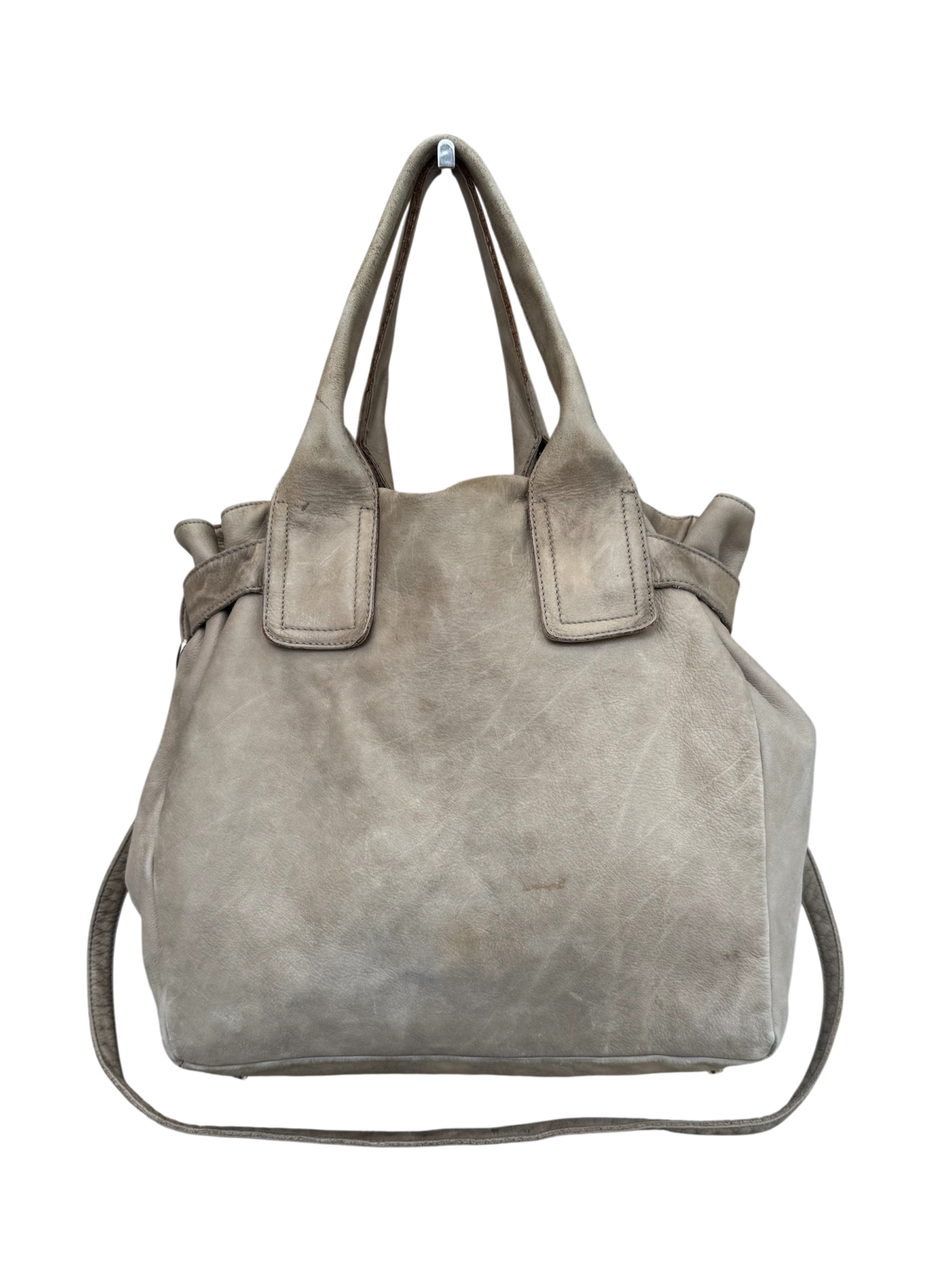 Taupe Leather Shoulder Bag
