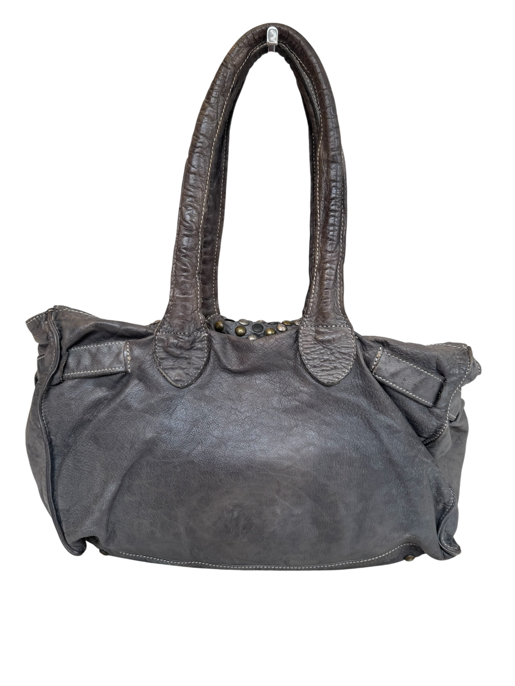 Grey Leather Studded Firkin