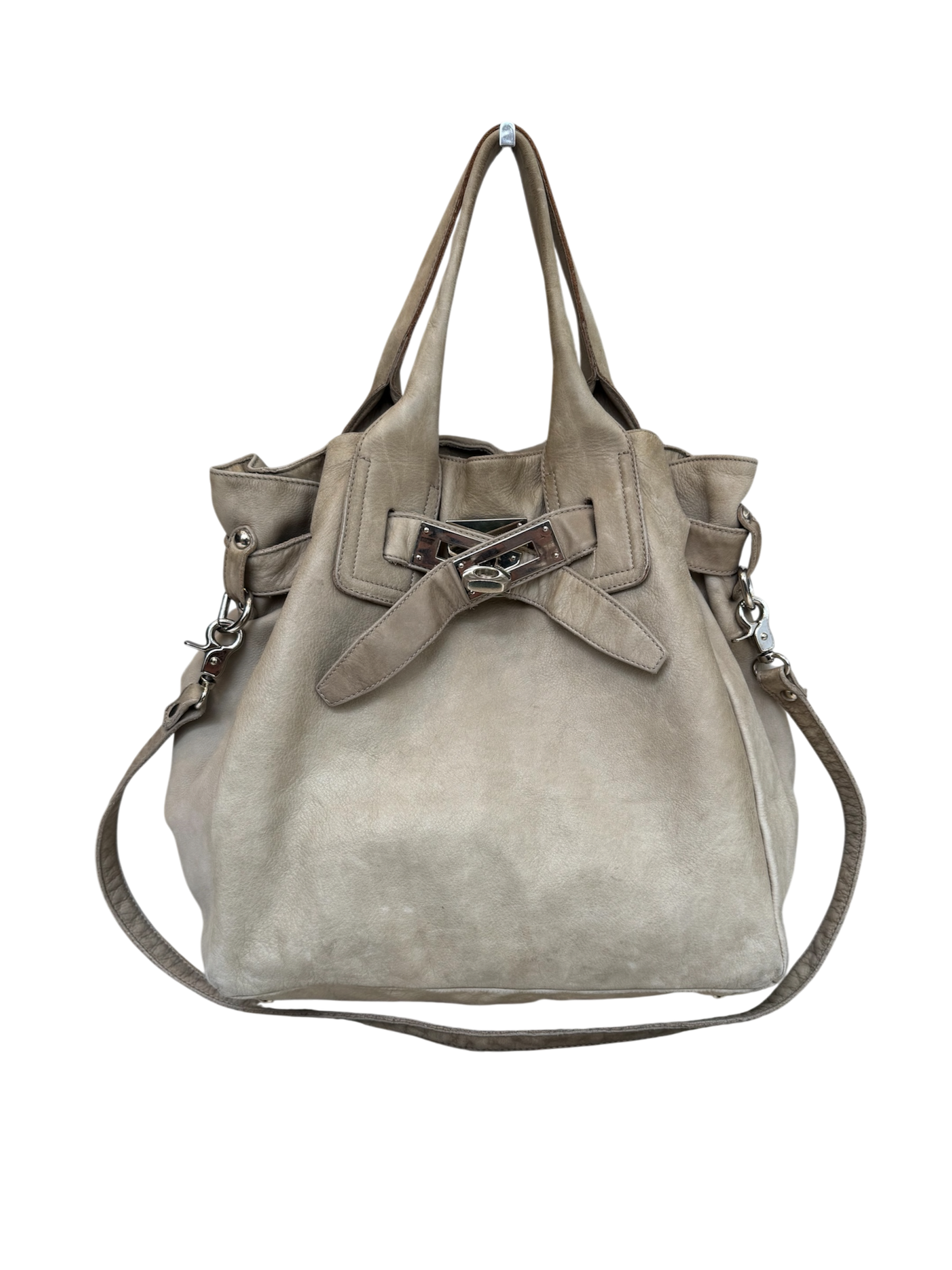 Taupe Leather Shoulder Bag