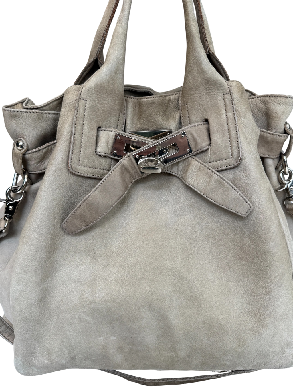 Taupe Leather Shoulder Bag
