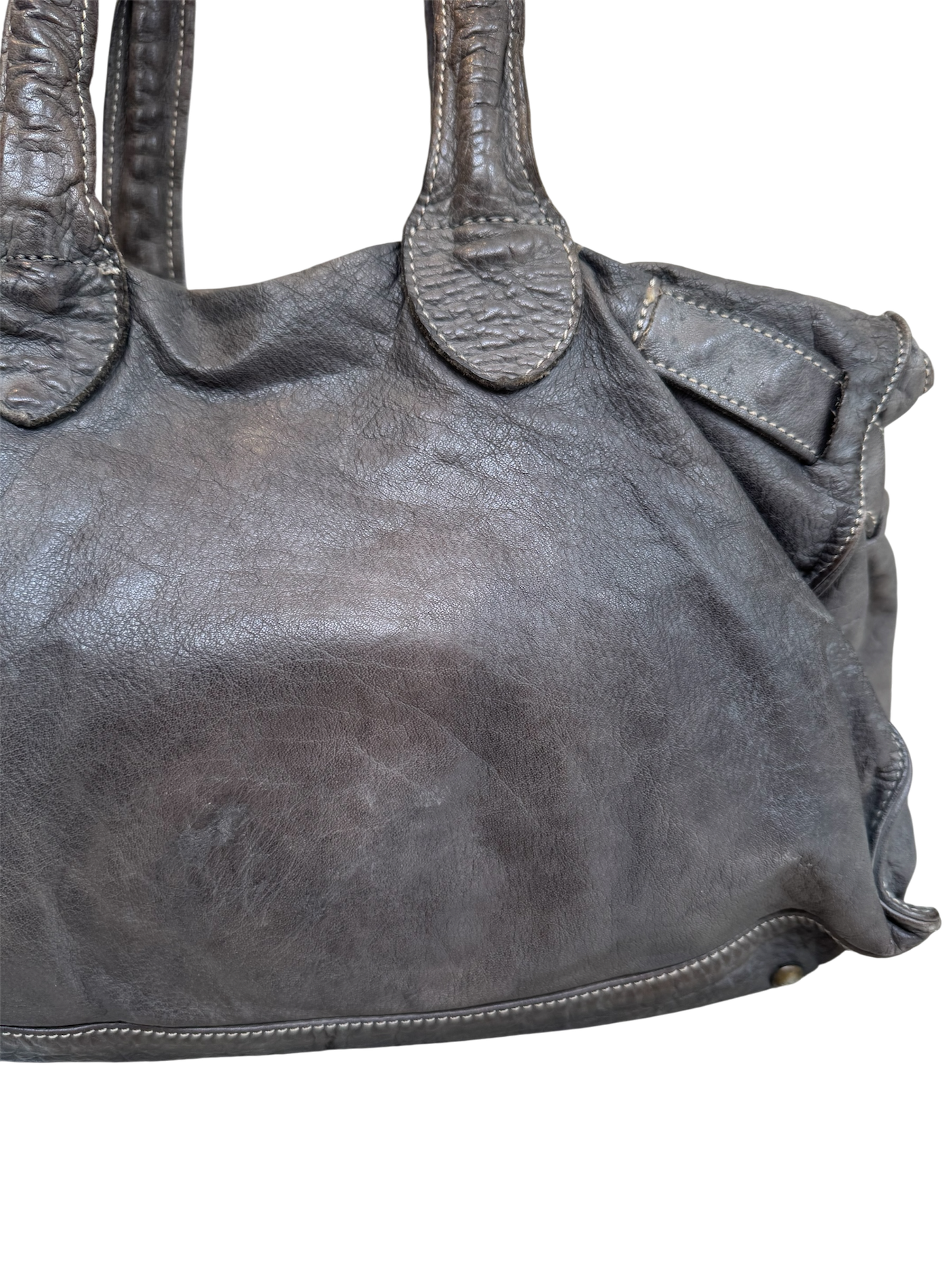 Grey Leather Studded Firkin