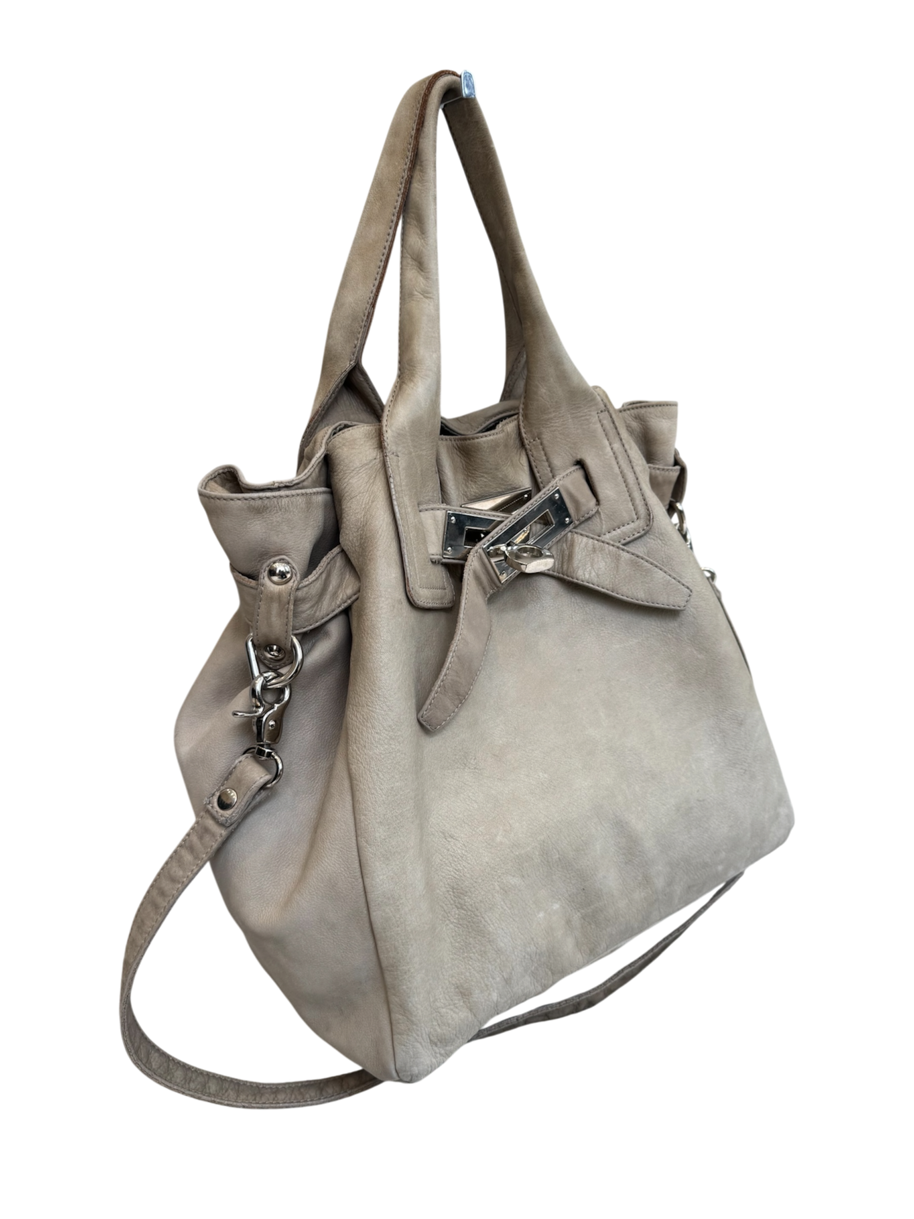 Taupe Leather Shoulder Bag