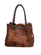 Brown & White Pony Hair Firkin Bag