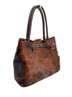 Brown & White Pony Hair Firkin Bag