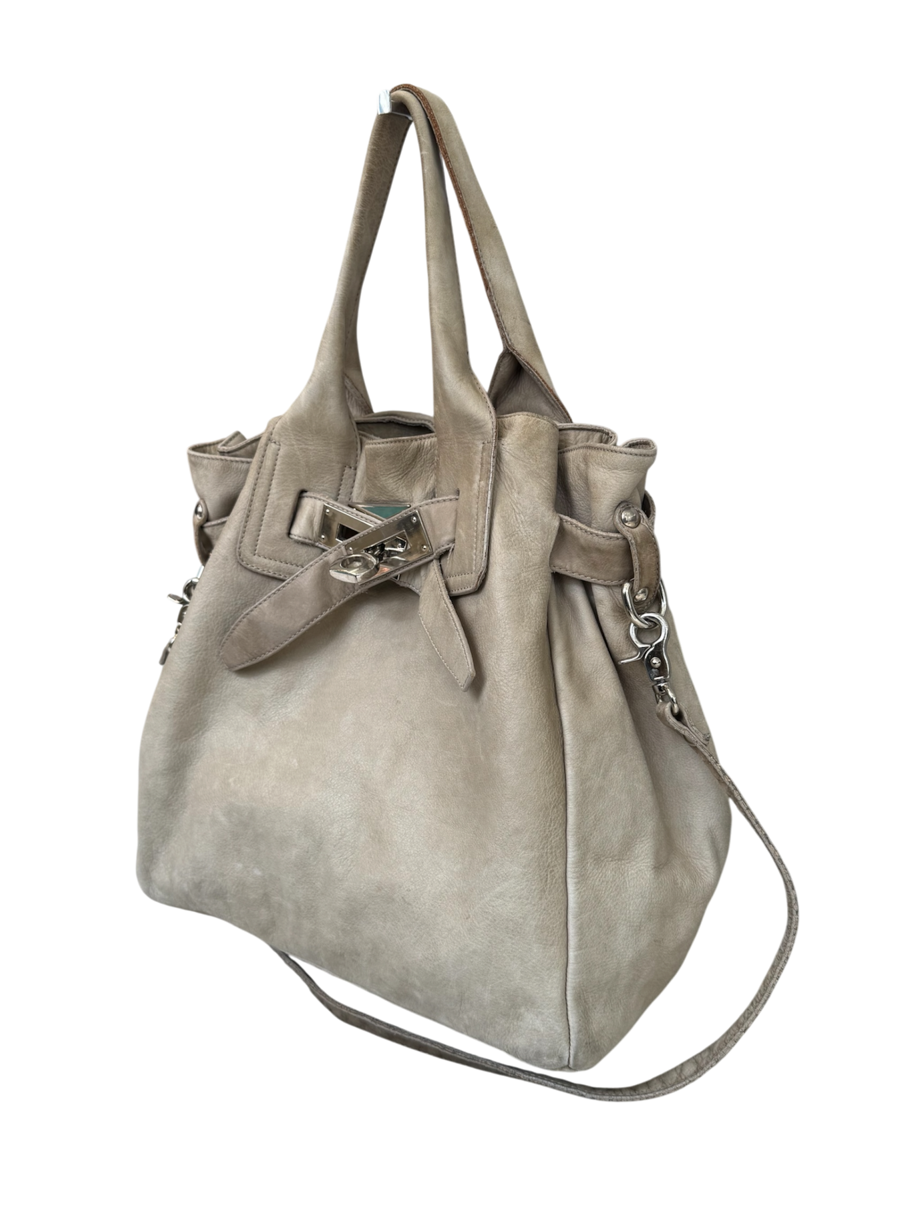 Taupe Leather Shoulder Bag