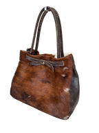 Brown & White Pony Hair Firkin Bag