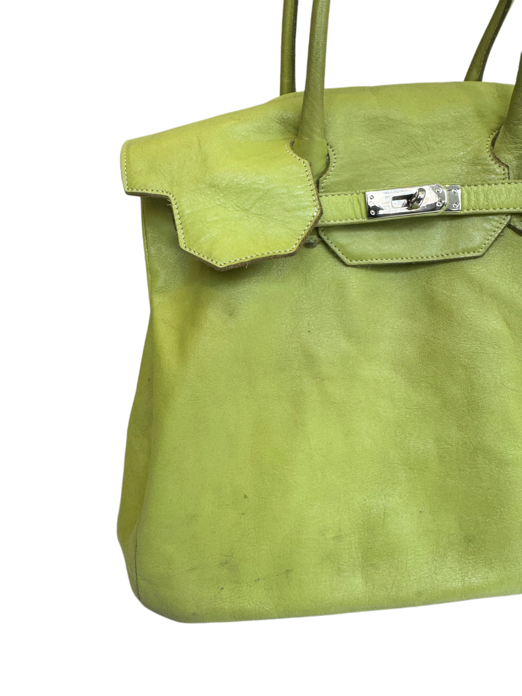 Lime Green Leather Firkin