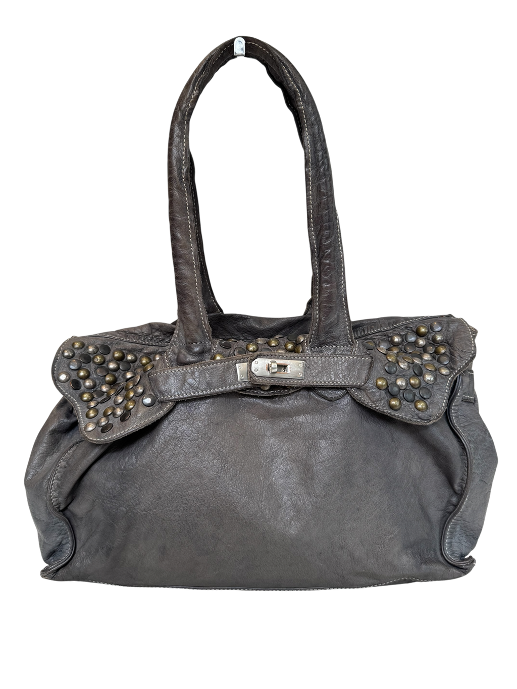 Grey Leather Studded Firkin
