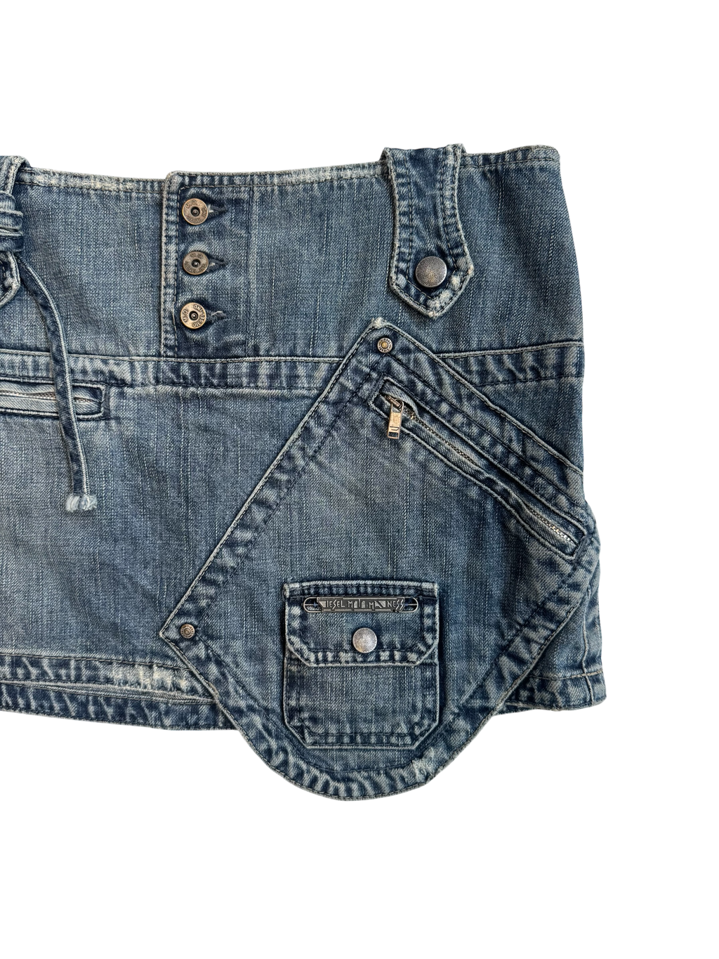 Diesel Denim Cargo Style Mini Skirt