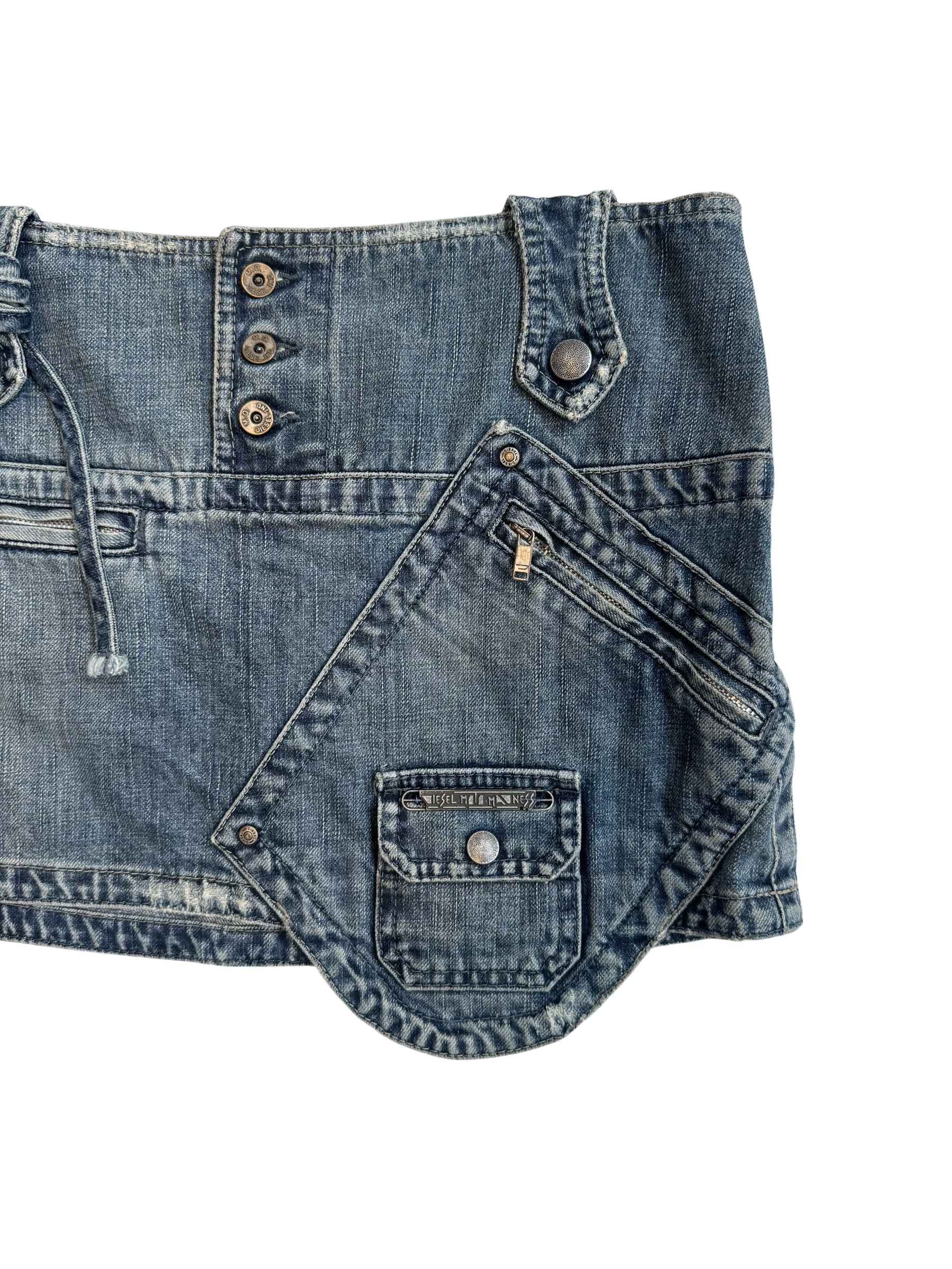 Diesel Denim Cargo Style Mini Skirt