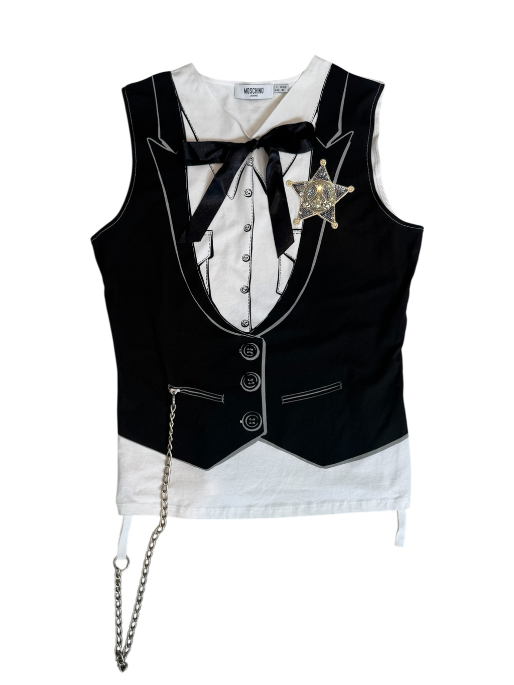 Moschino Black & White Trompe-l’œil Vest Top