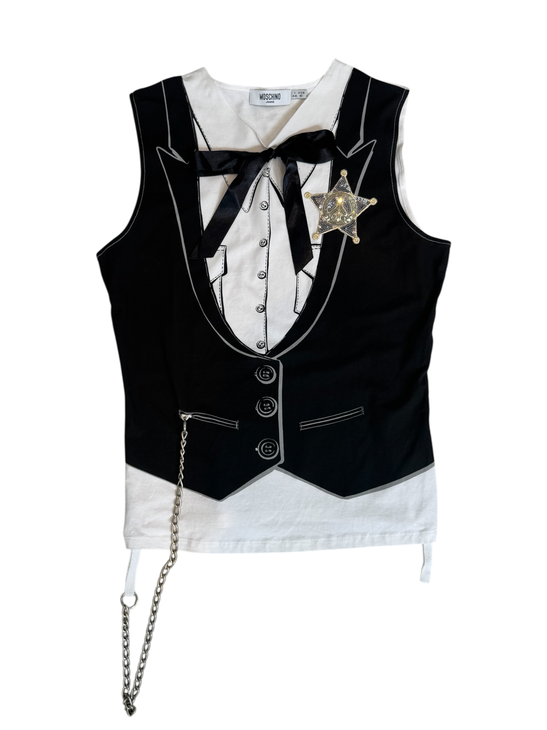Moschino Black & White Trompe-l’œil Vest Top