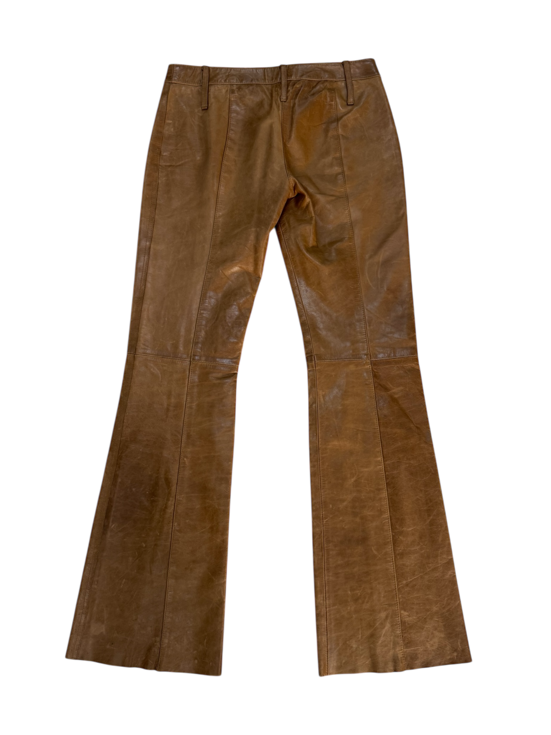 Vintage Brown Leather Flare Pants
