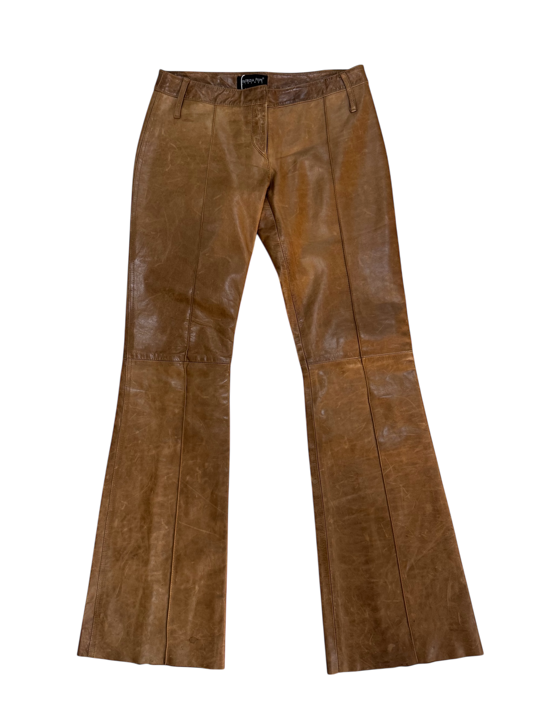 Vintage Brown Leather Flare Pants