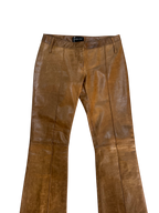 Vintage Brown Leather Flare Pants