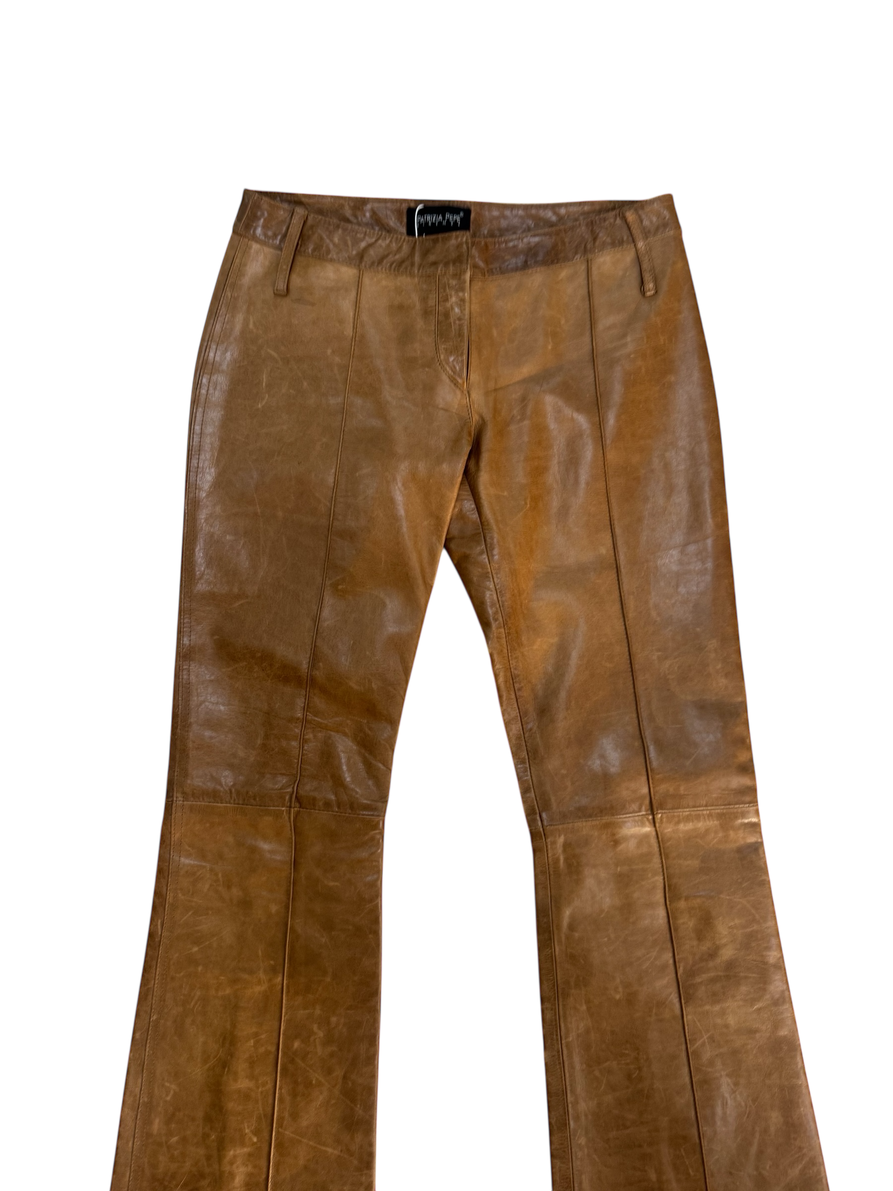 Vintage Brown Leather Flare Pants