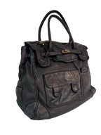 Black Multi Pocket  Leather Firkin Bag