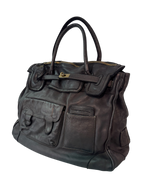 Black Multi Pocket  Leather Firkin Bag