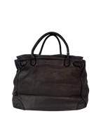 Black Multi Pocket  Leather Firkin Bag