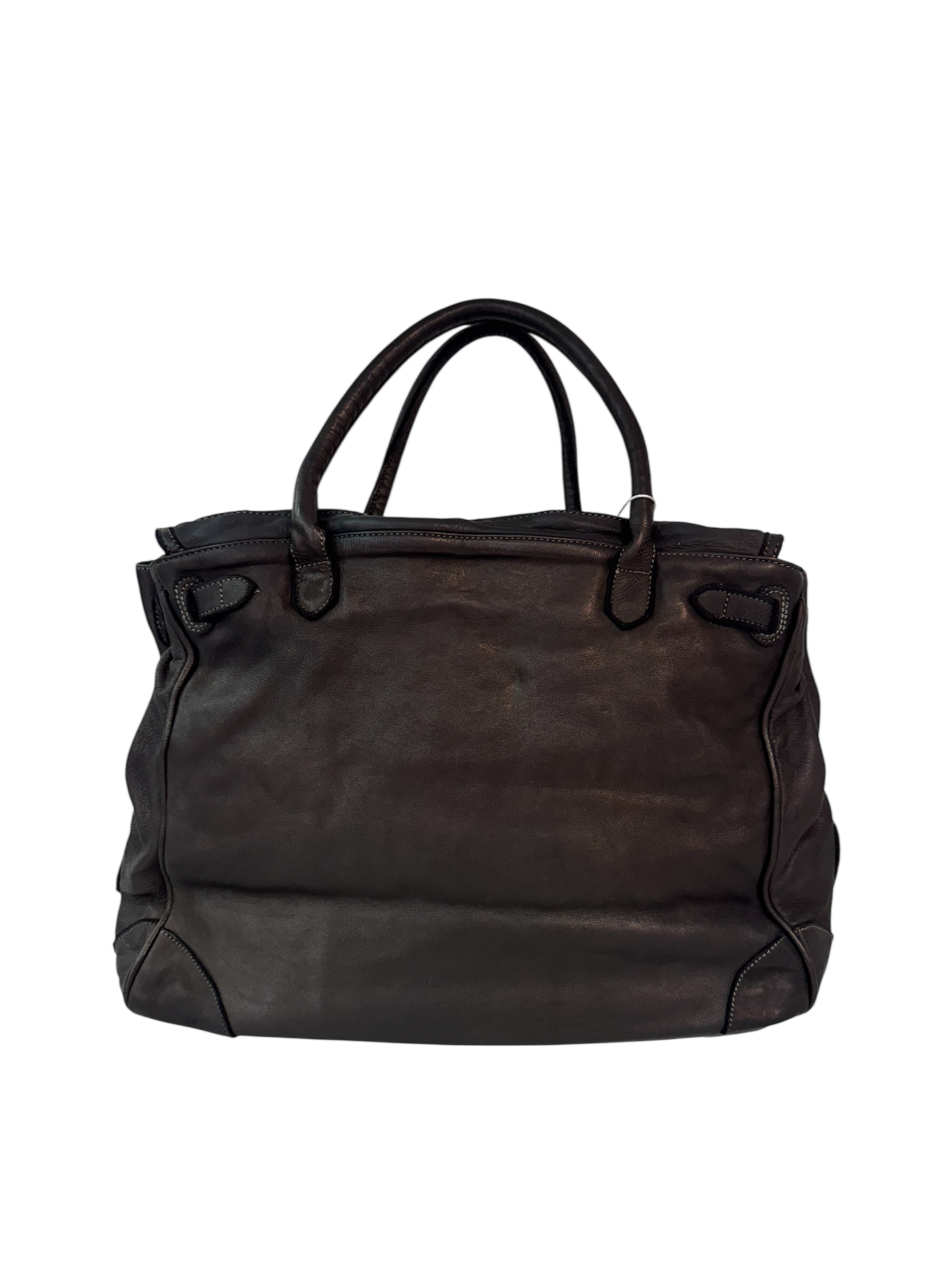 Black Multi Pocket  Leather Firkin Bag