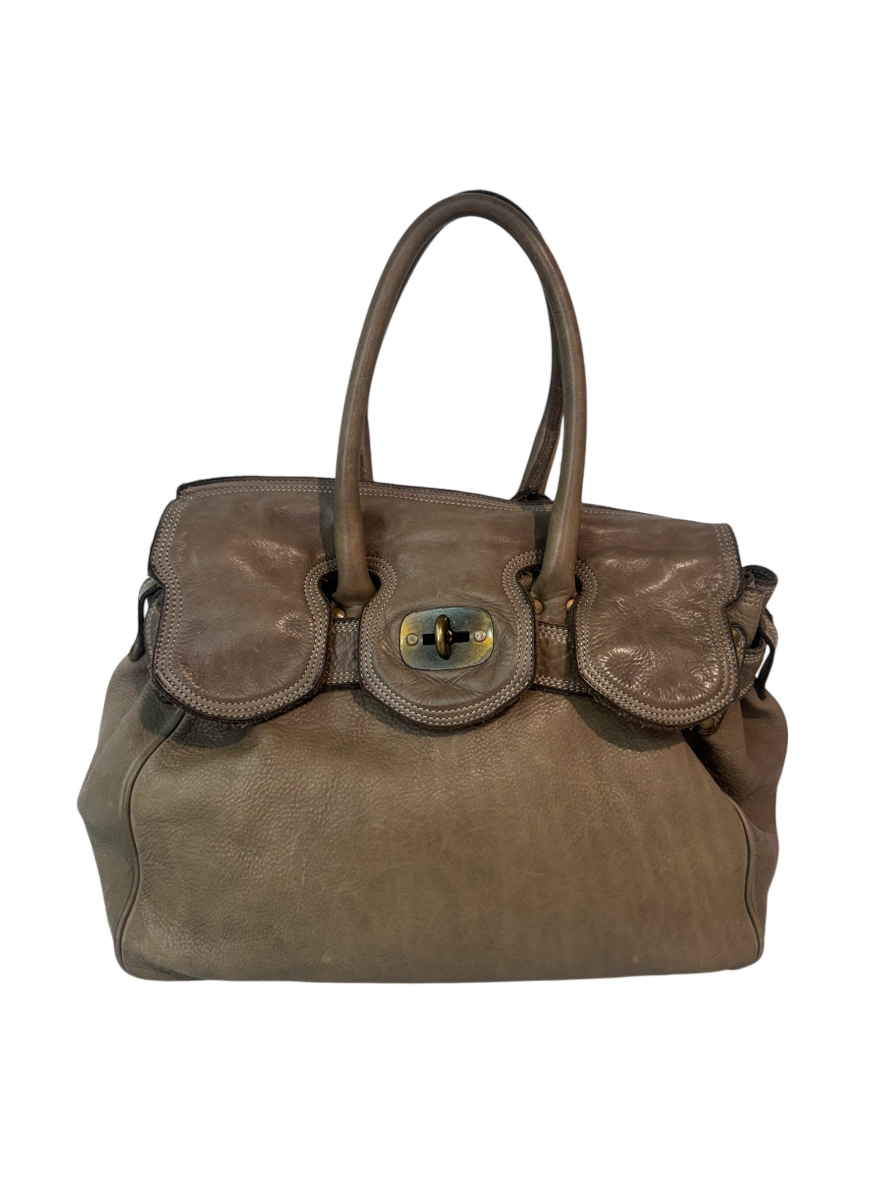 Taupe Leather Firkin Bag