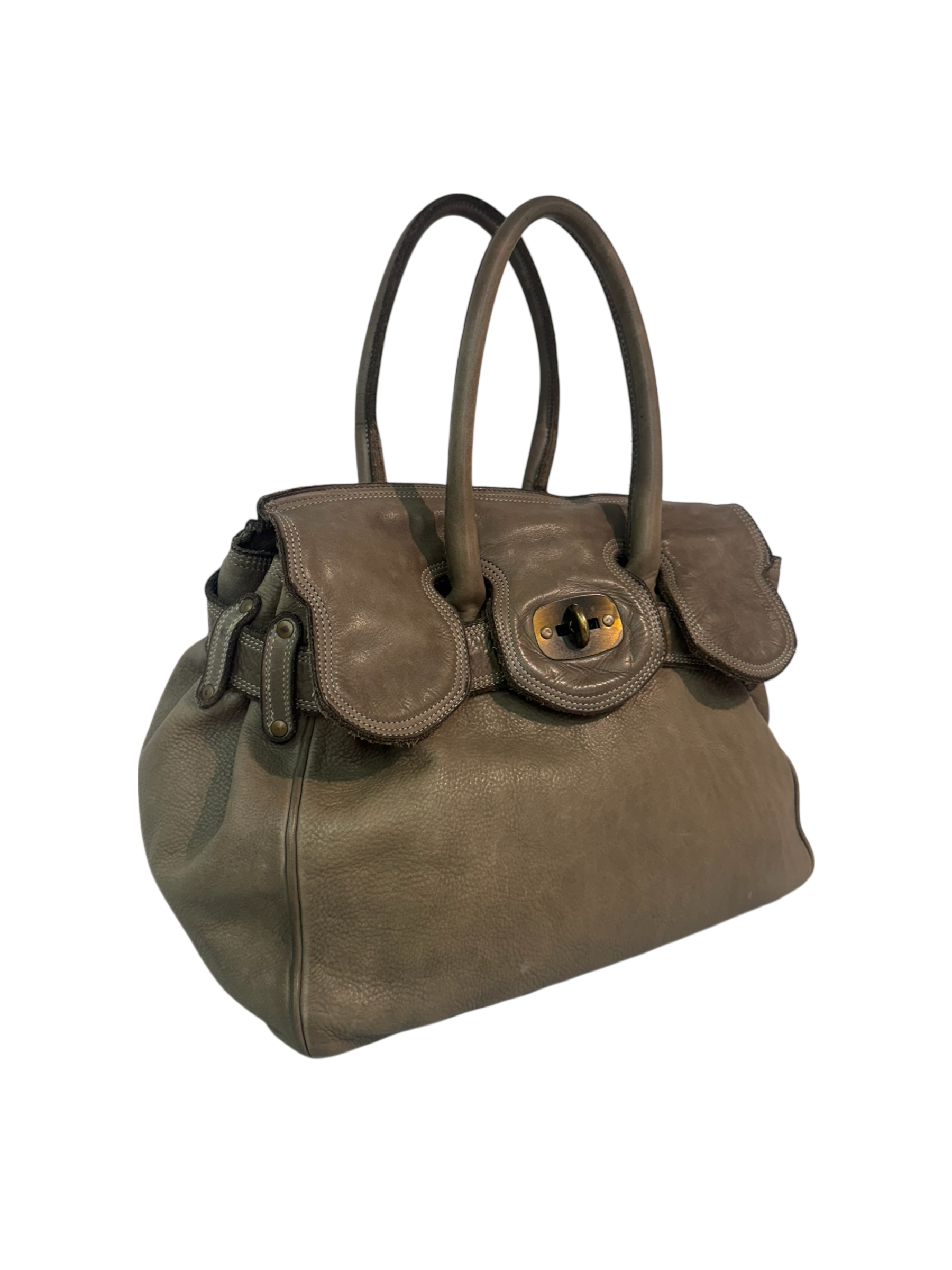 Taupe Leather Firkin Bag