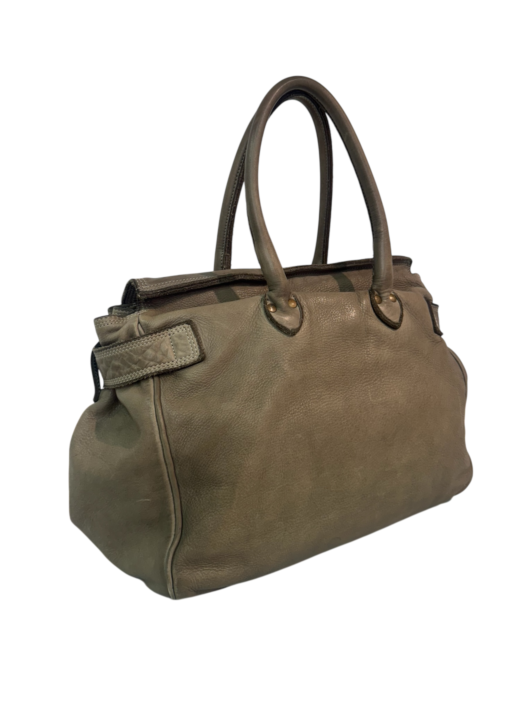 Taupe Leather Firkin Bag