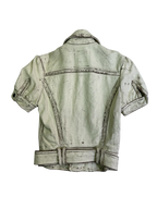 Miss Sixty  Distressed Short-Sleeve Leather Biker Jacket with Belt