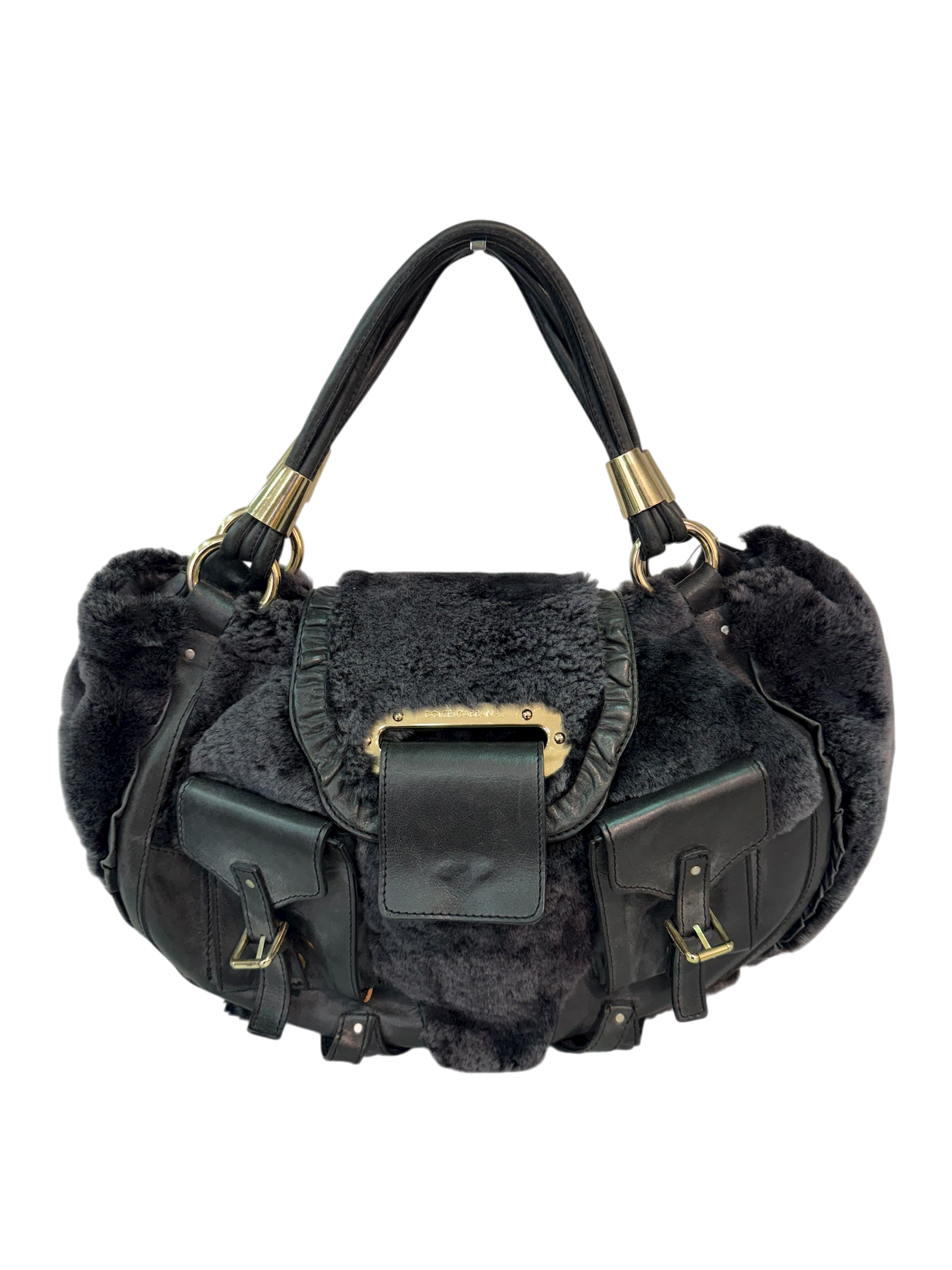 Dolce & Gabbana Leather and Shearling Bag