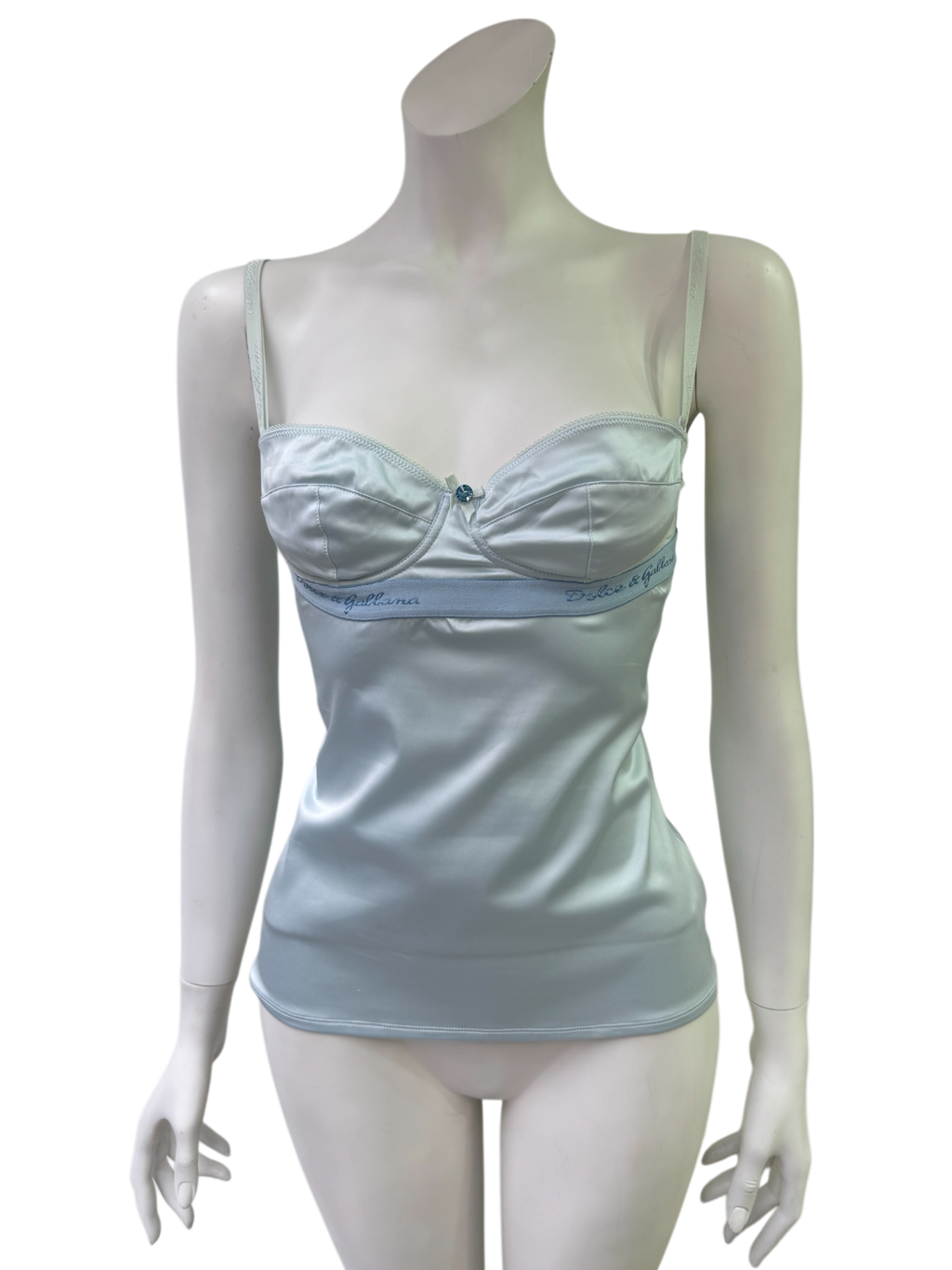 Dolce & Gabbana Satin Bustier Top in Powder Blue