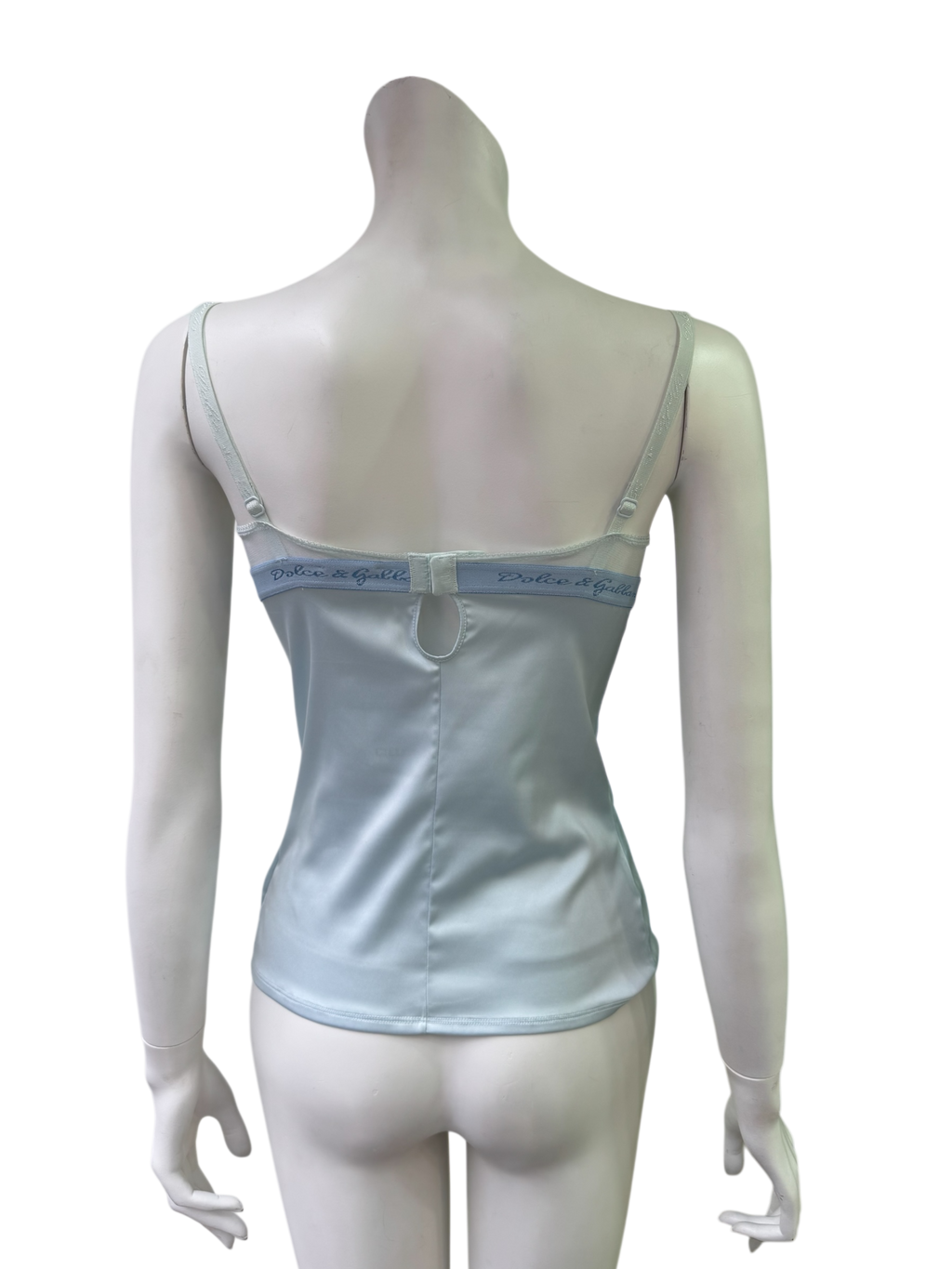 Dolce & Gabbana Satin Bustier Top in Powder Blue