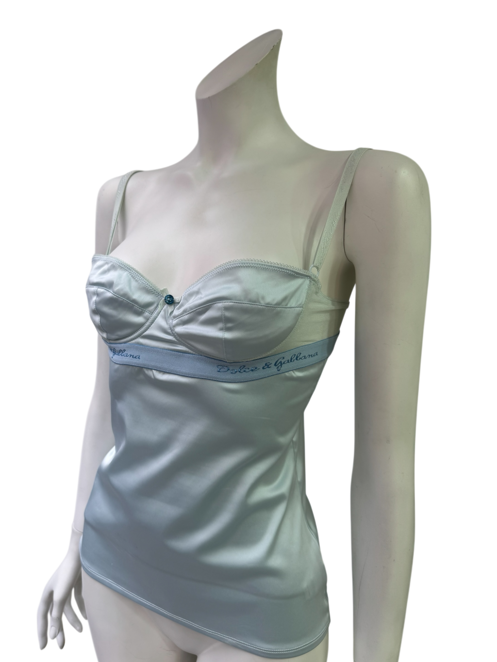 Dolce & Gabbana Satin Bustier Top in Powder Blue