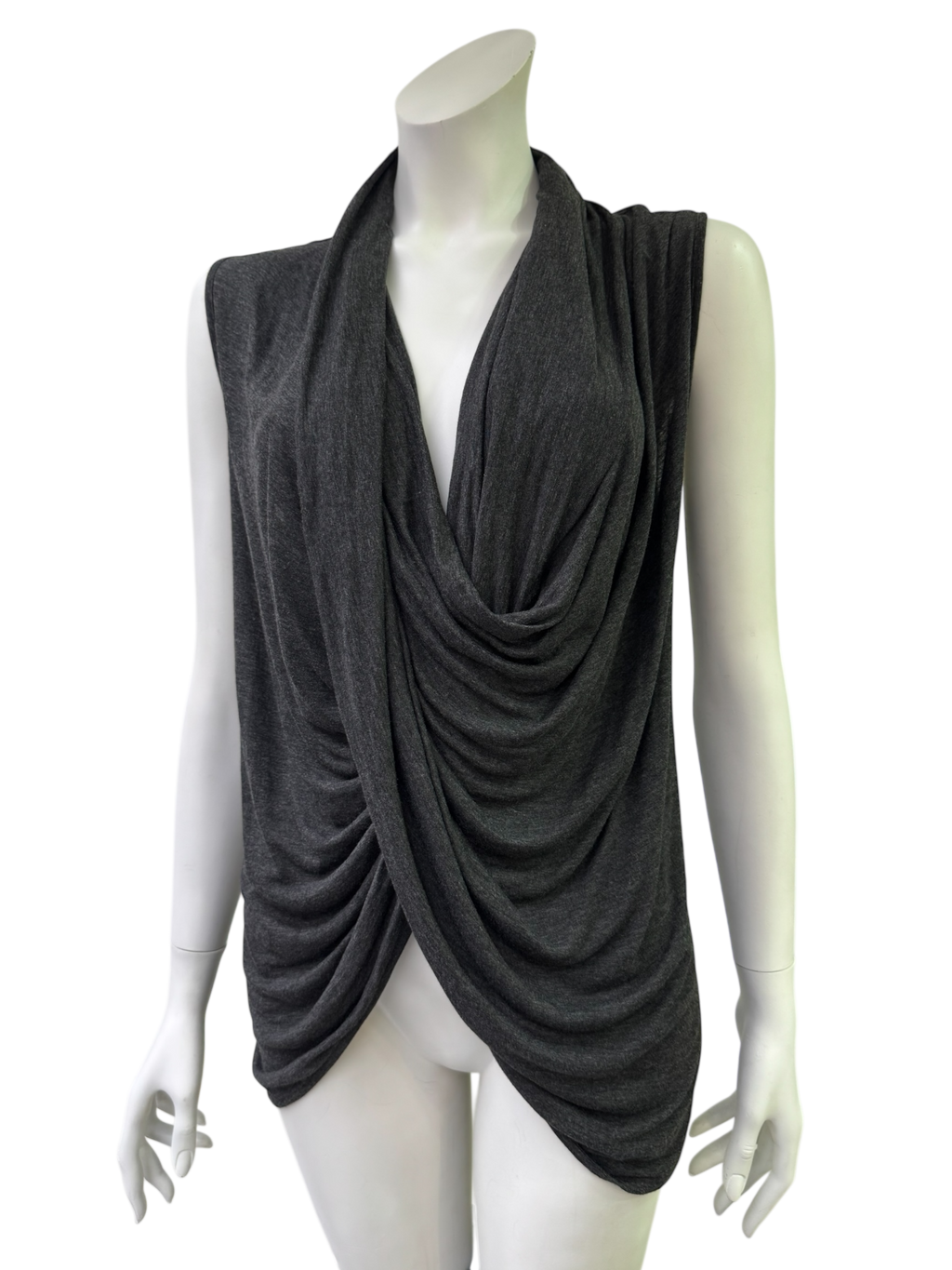 Charcoal Draped Sleeveless Top