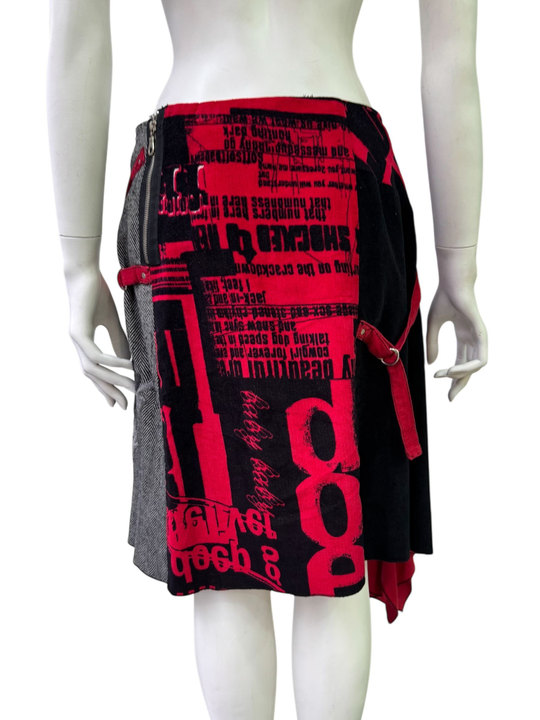 Red & Black Asymmetric Skirt