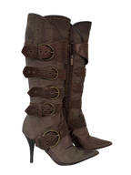 Just Cavalli Brown Buckle Knee High Boots