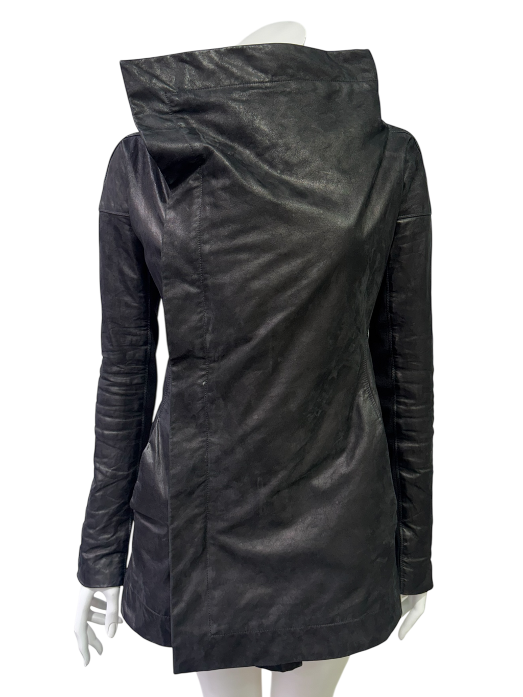 Rick Owens Asymmetric Sculptural Leather Jacket