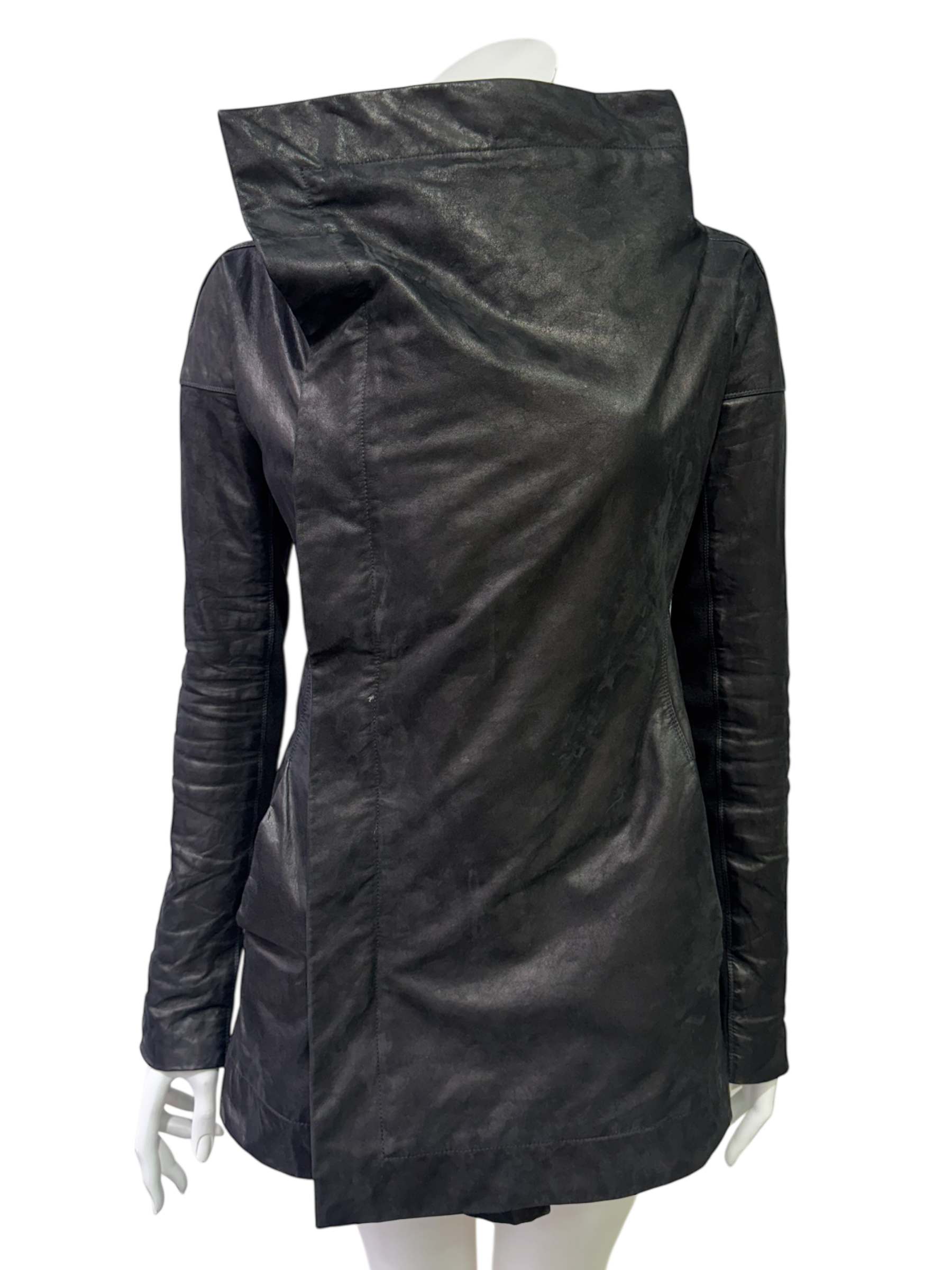 Rick Owens Asymmetric Sculptural Leather Jacket