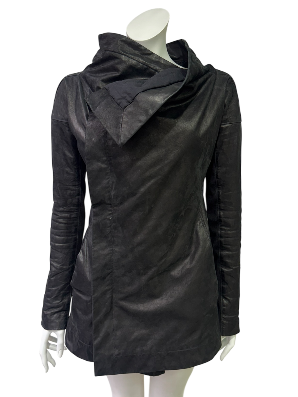 Rick Owens Asymmetric Sculptural Leather Jacket