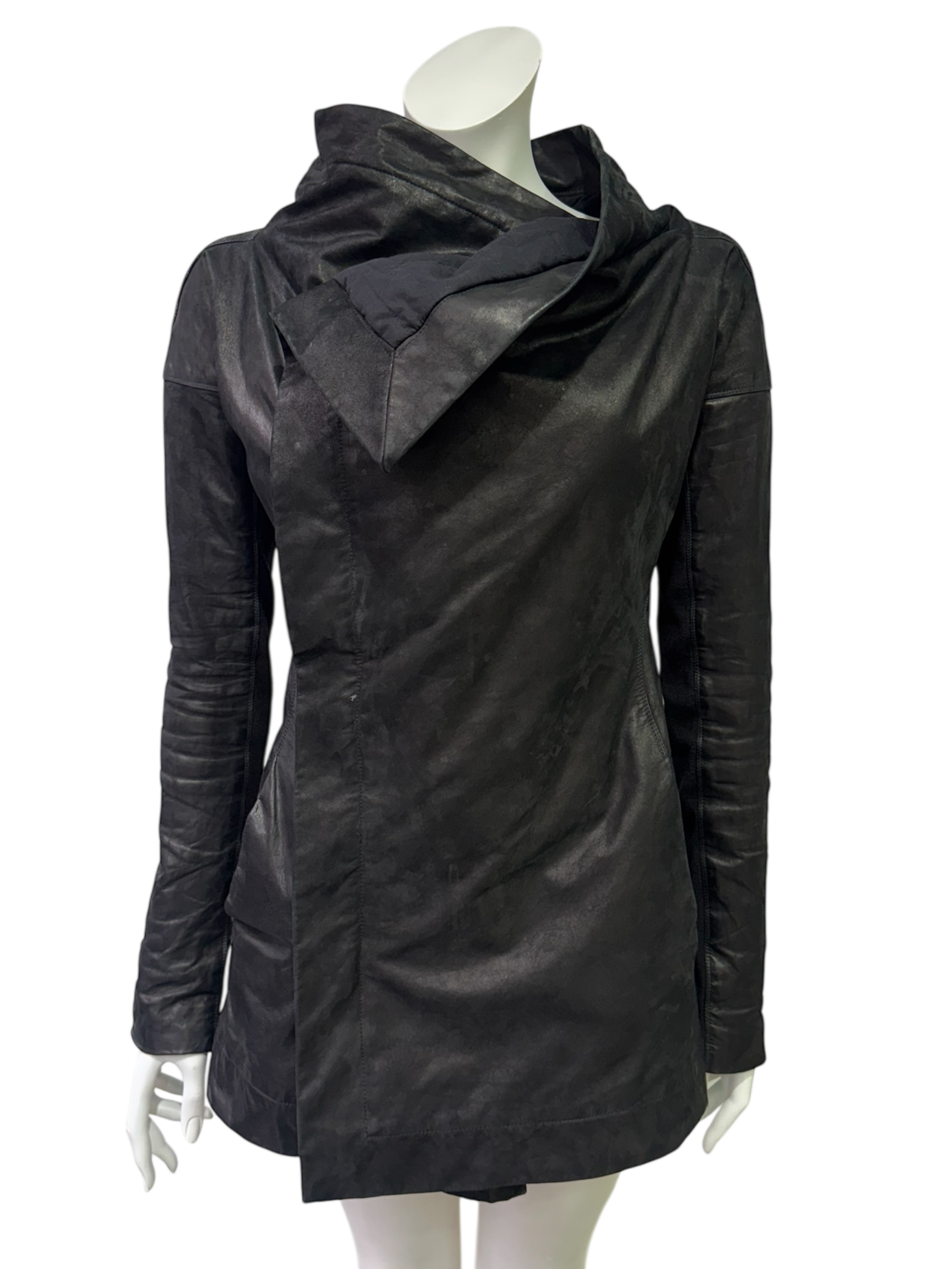 Rick Owens Asymmetric Sculptural Leather Jacket