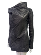 Rick Owens Asymmetric Sculptural Leather Jacket