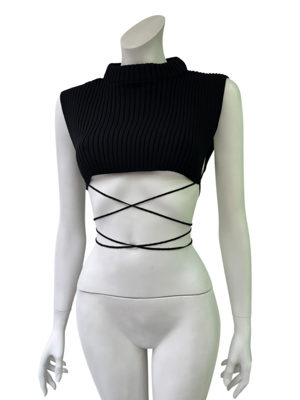 JPG Knit Wrap Around Crop Top