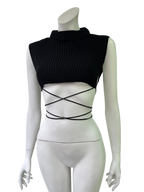 JPG Knit Wrap Around Crop Top